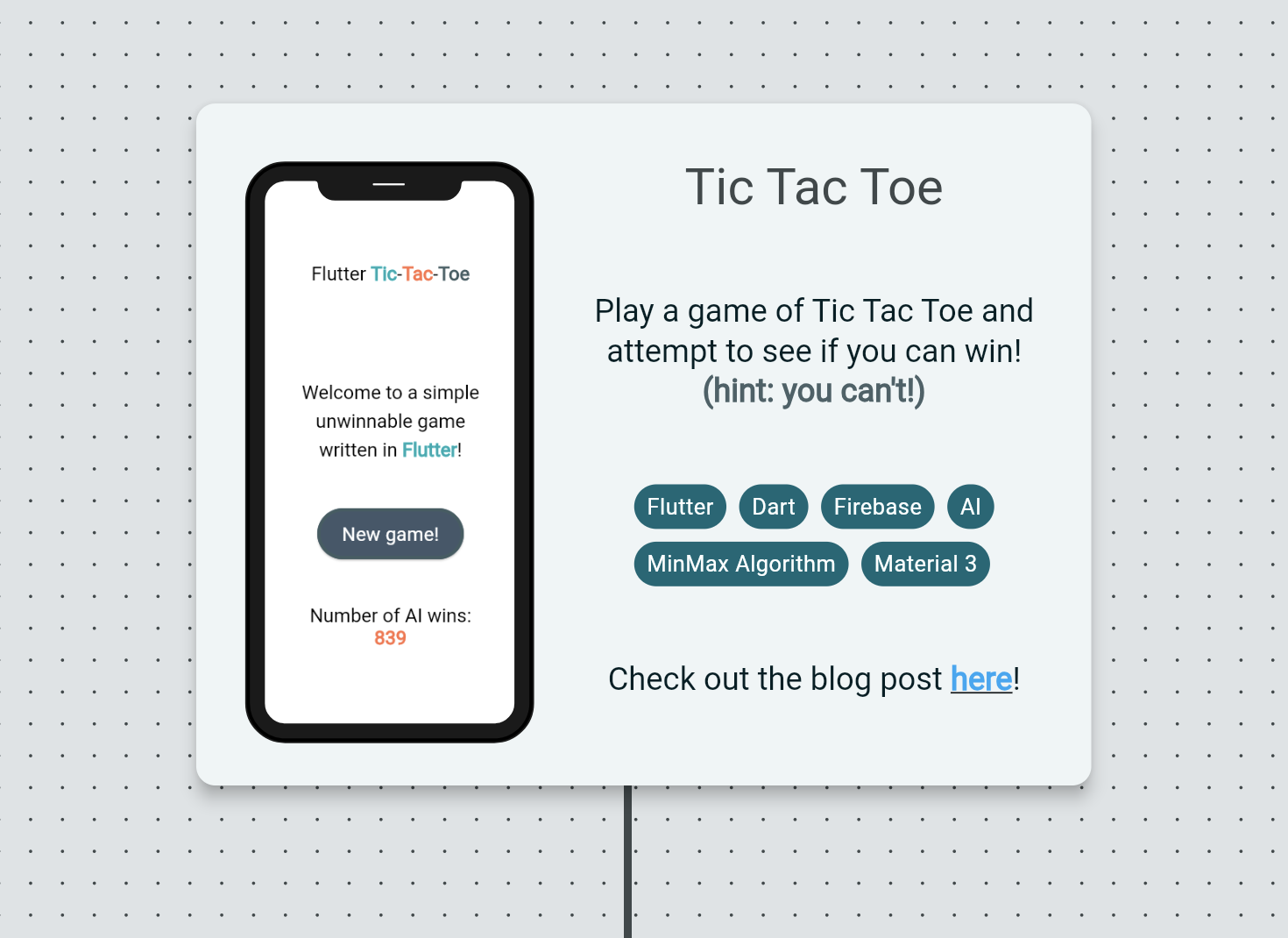 Tic-Tac-Toe app embedded in the web app